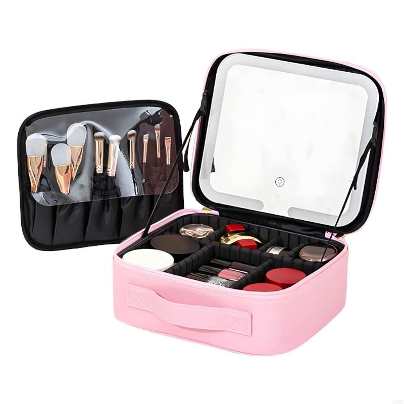 

Lighted Cosmetic Organizers With Multiple Layer Storage Waterproof Portable Makeup Bag Lighted Makeup For Women J0MC рожевий