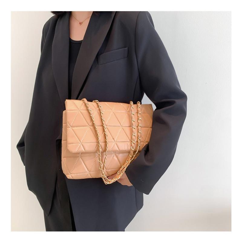 Popular large-capacity bags, new Korean version of trendy fashion diamond shoulder bag PU chain hand carry tote bag women's bag