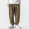 For Autumn and Winter, Chinese-style Plus-size Japanese Drawstring Casual Wear, Helen Corduroy Nine-inch Hong Kong-style Neutral Baggy Pants for Men