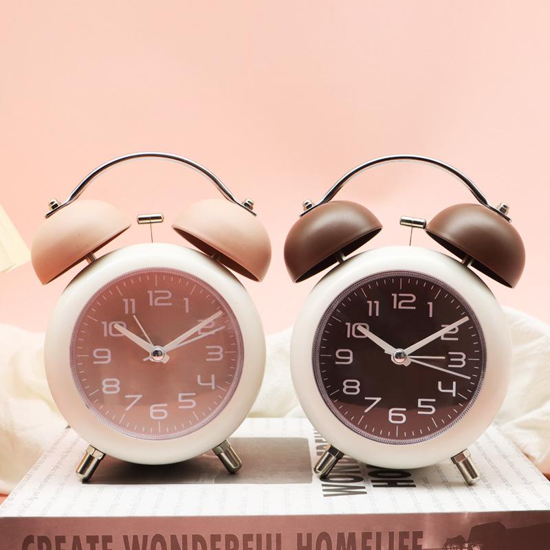 Simple Creative Personality Metal Student Children's Bedroom Bedside Battery Timing Round Digital Scale Alarm Clock
