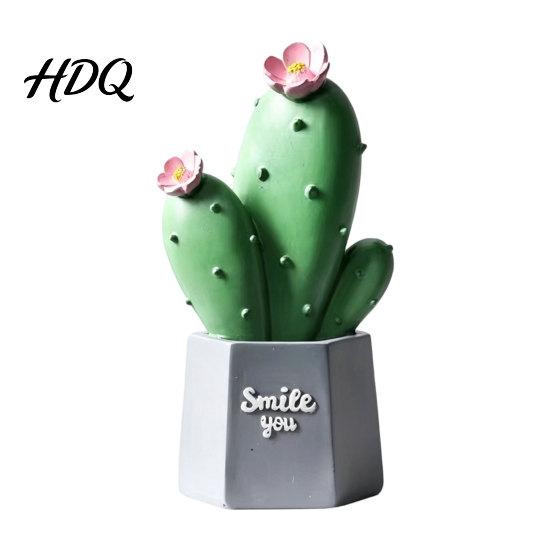 Macaron Style Cactus Resin Figurines Home Ornament Desktop Decor Durable Decor Geometric