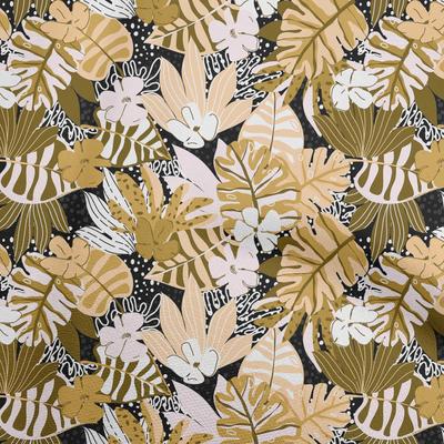 Cotton Flex Dark Olive Green Fabric Tropical Floral Quilting Supplies Print Sewing Fabric By The Yard 40 Inch