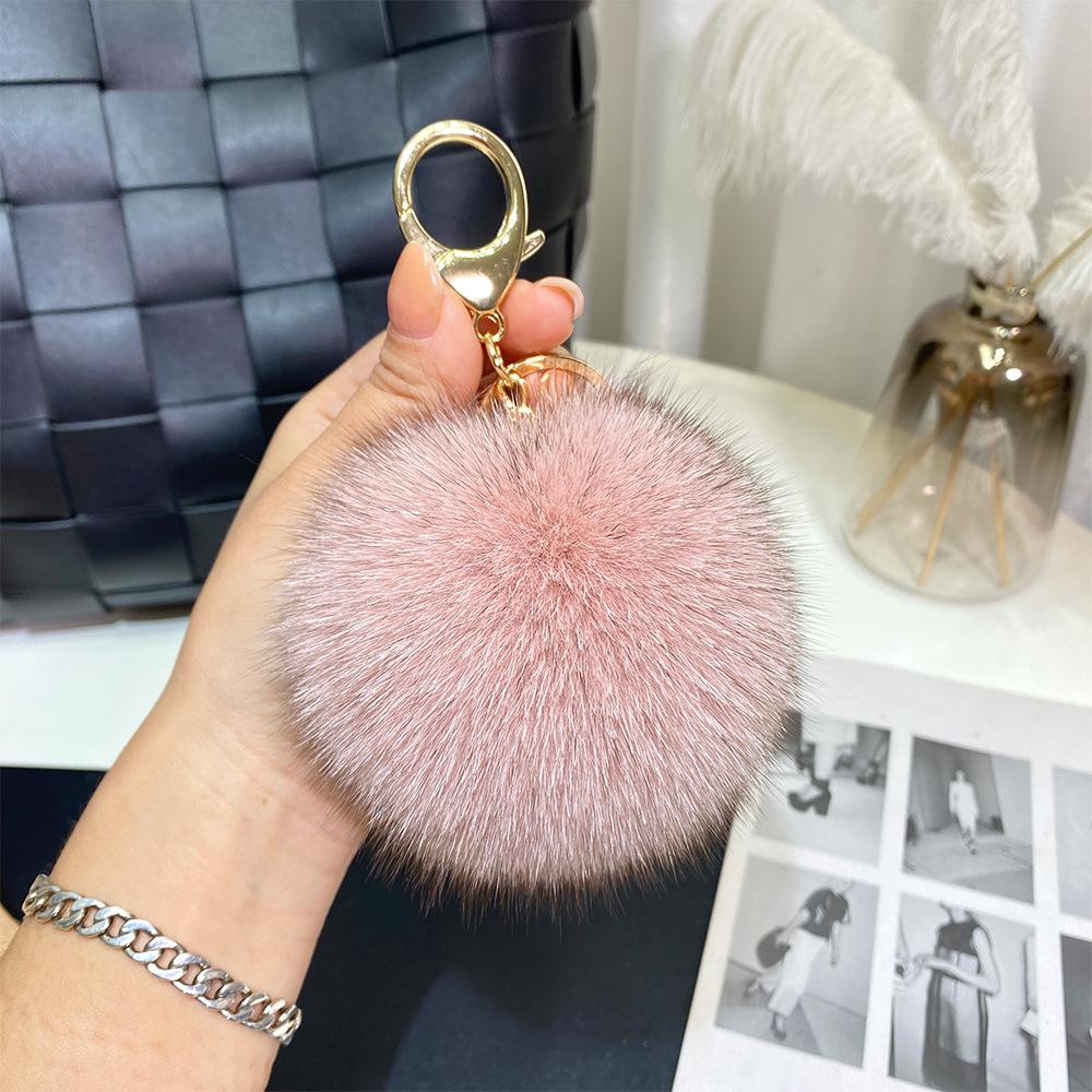 

Fox Fur Ball Pendant Bag Accessories Car Key Ring Luggage Accessories Leather Hanger 9cm Fox Fur Ball