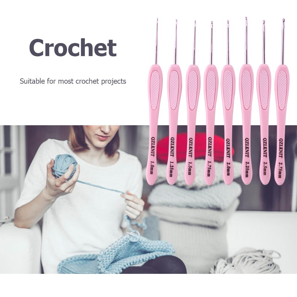 8 Stück ABS Griff Stricknadeln Häkelnadeln Set zum Weben Nähen Flechten Kit