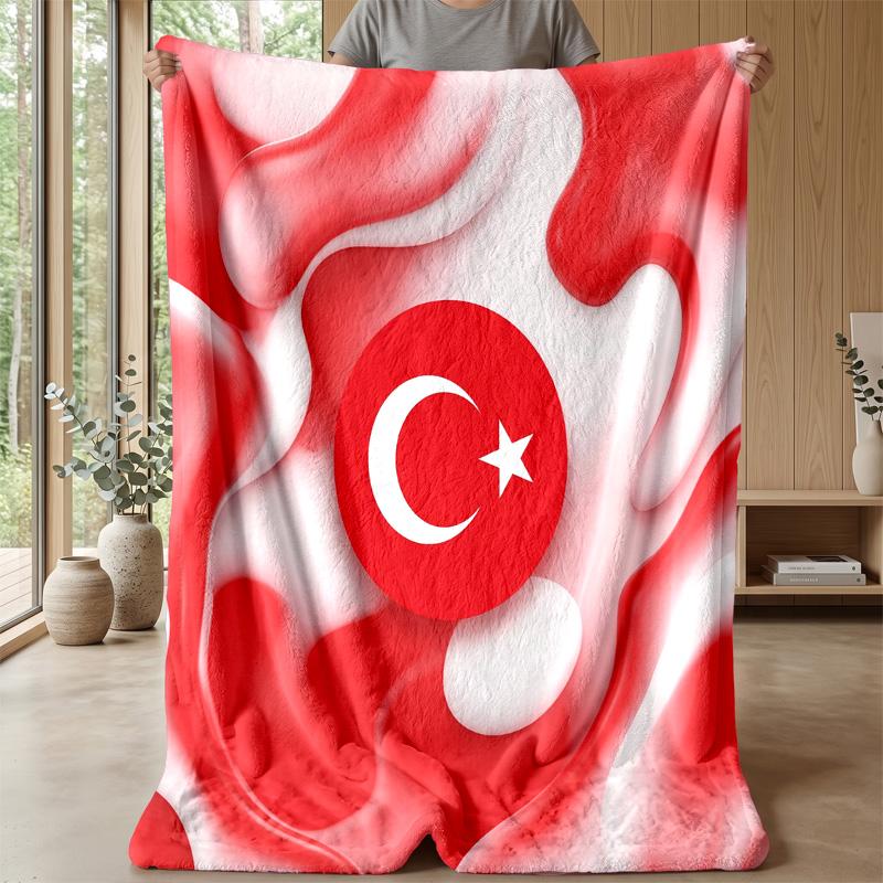 Turkey Football Printed Flannel Blanket Skin Friendly Warm Decorative Throw for Indoor Couch Bed Daily Use