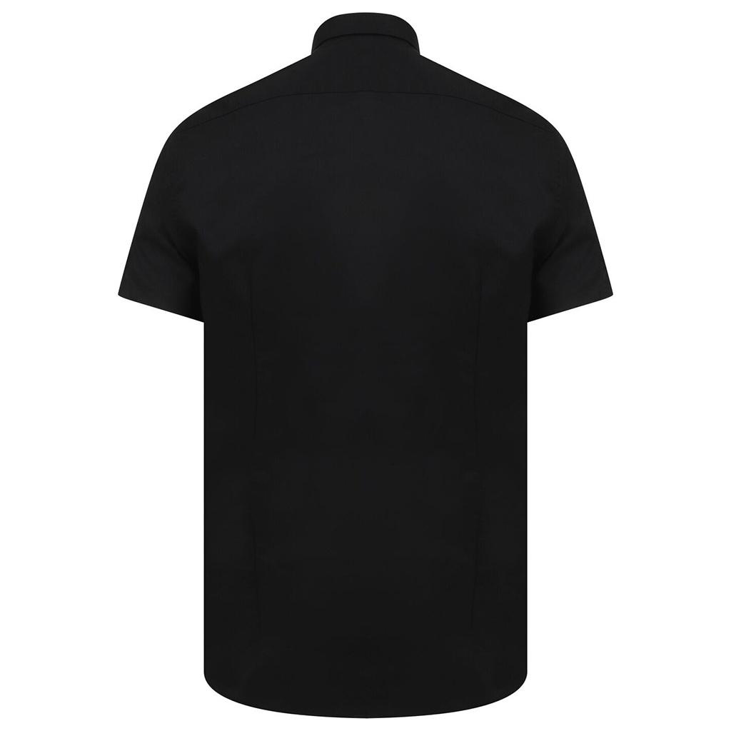 Henbury Mens Modern Short Sleeve Slim Fit Oxford Shirt