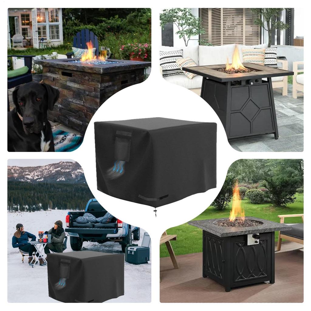 Fire Pit Cover Square 30 Inch Waterproof Protector Fire Pit Table Cover For Patio Porch Camping Indoor Outdoor Home Yard