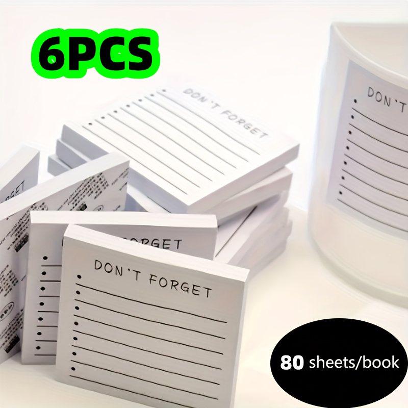 

6-Pack of White Lined Sticky Notes for Study Reminders, Portable Reading Logs, Suitable for Planning, Home and Office Use, Sticky Notes That Can Be