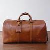 Men's Leather Travel Bag with Shoe Compartment - Vintage Crossbody Carry-On