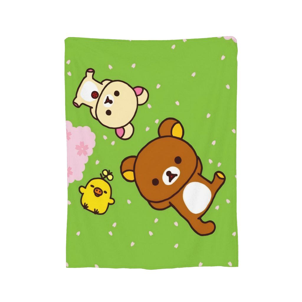 Cartoon Rilakkuma Blanket Velvet All Season Breathable Lightweight Throw Blankets for Bedding Car Rug Piece