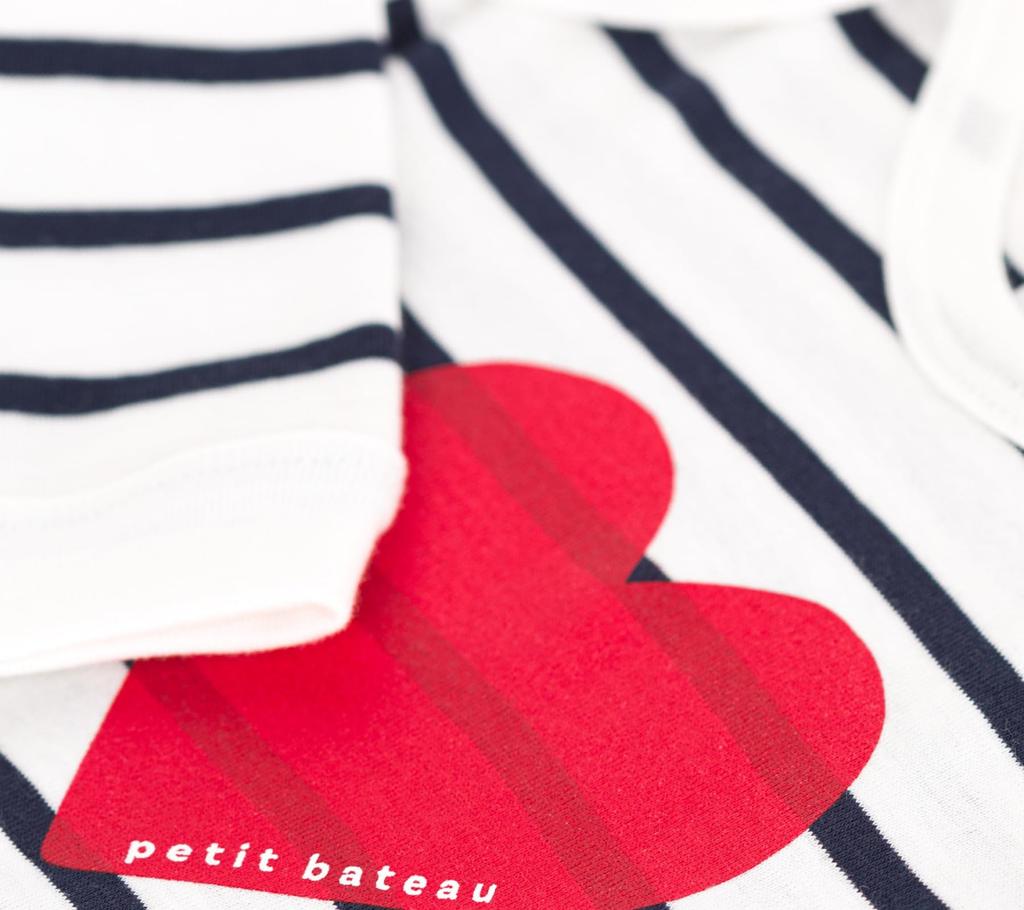 Snapless Romper A0CN4 12 Months 74cm [Petit Bateau] Off-White/Navy