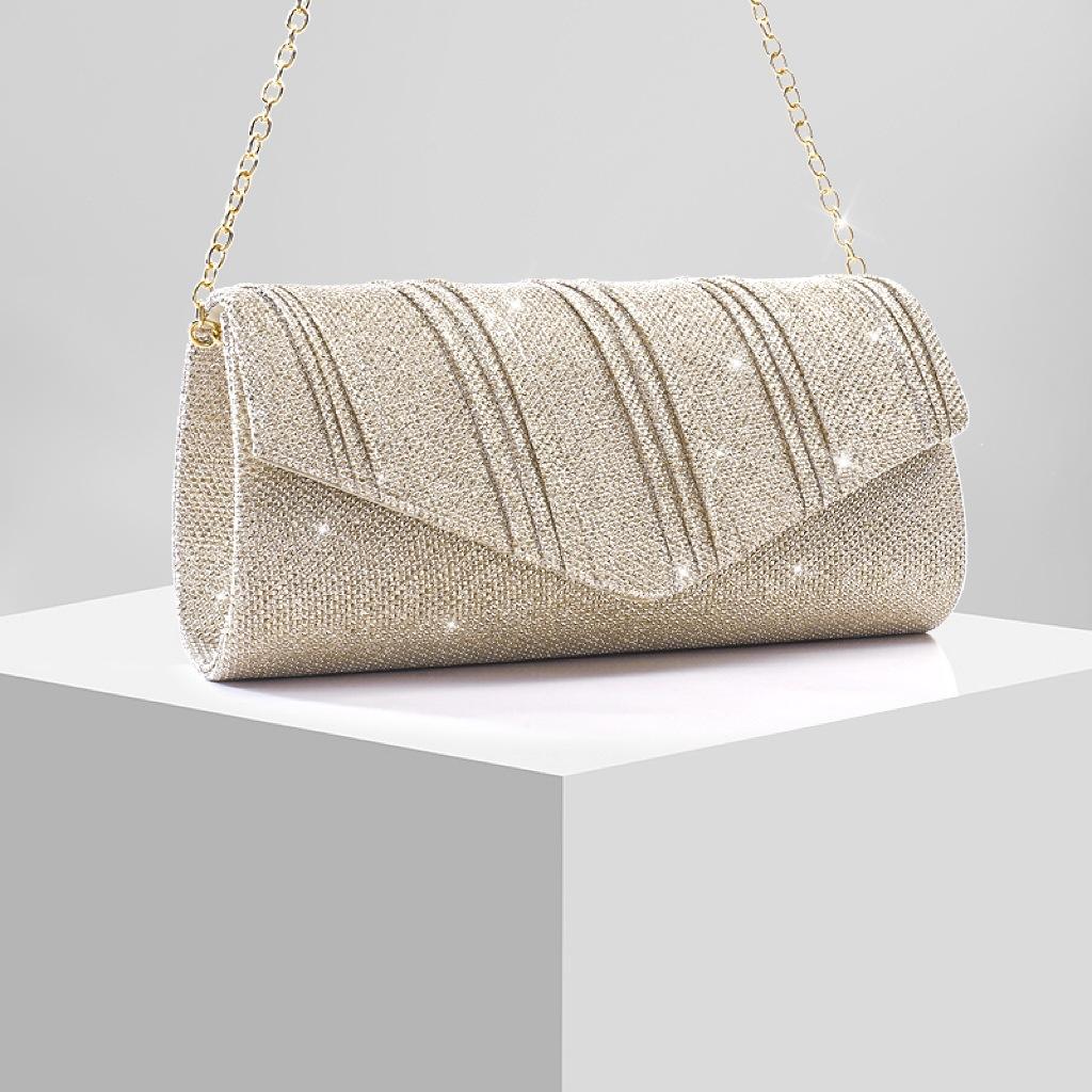 New Ladies Shiny Dinner Bag Evening Bag Wedding Bag Banquet Versatile Shoulder Bag Crossbody Chain Bag