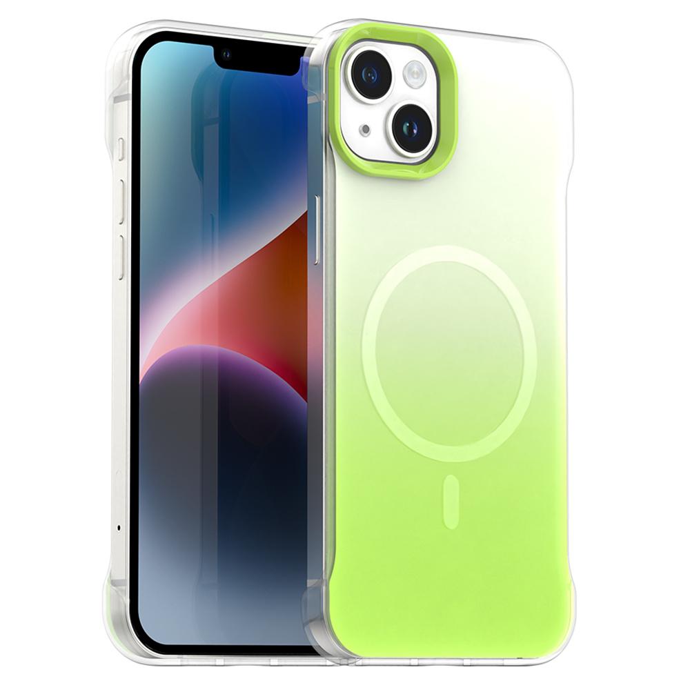 For iPhone 14/13 Magnetic Case Gradient Design Borderless IMD TPU+PC+PET Phone Cover