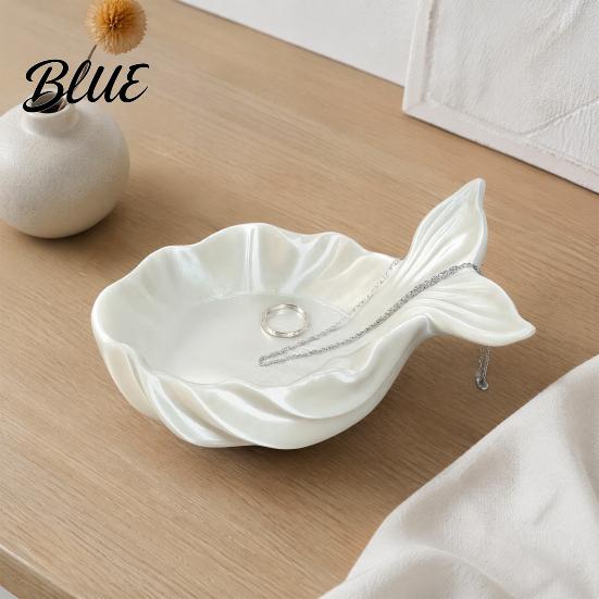 Fishtail Design Tray Pearlescent Elegant Tray Capacity Large Jewelry Storage Groove Design 3D Printing Desktop Ornament for Rings