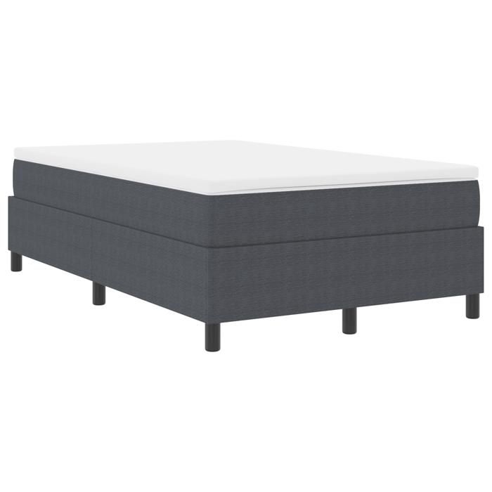VidaXL Lit à Ressorts avec Matelas Gris Foncé 120x200 cm Tissu en Velours Côtelé 3337458