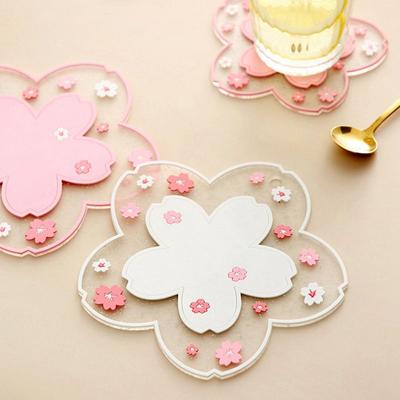 Flower Placemat  Insulation PVCSoft Rubber Coaster Non-slip Table Mat