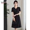 YUZHAOLIN Women's French V-neck Pleated A-line Dress