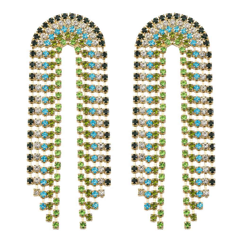 Full Diamond Rainbow Earrings Fashion Tassel Claw Chain Earrings Light Luxury Premium Sense Daily Versatile Earrings Women