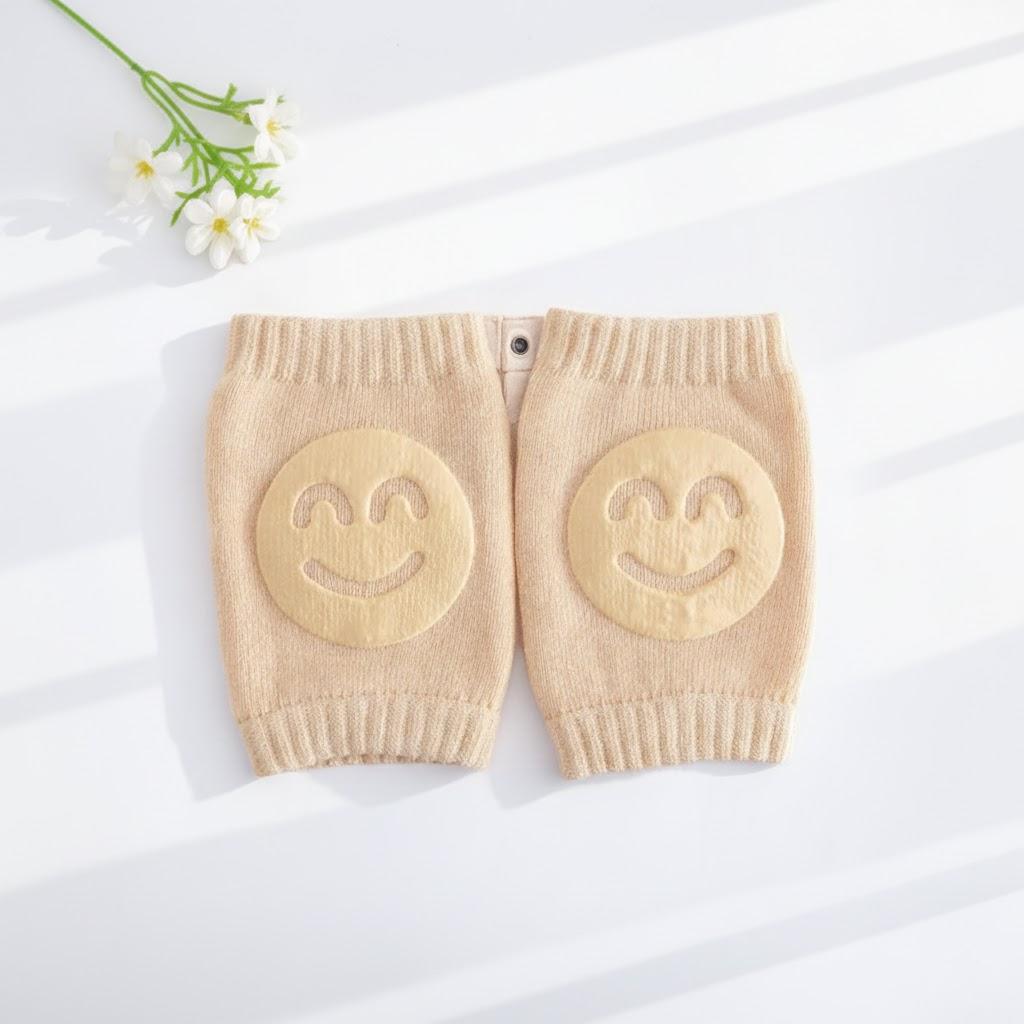

Baby Knee Pads Non Slip Cartoon Smiling Face Infant Terry Socks Crawling Protection 0 2 Years хаки