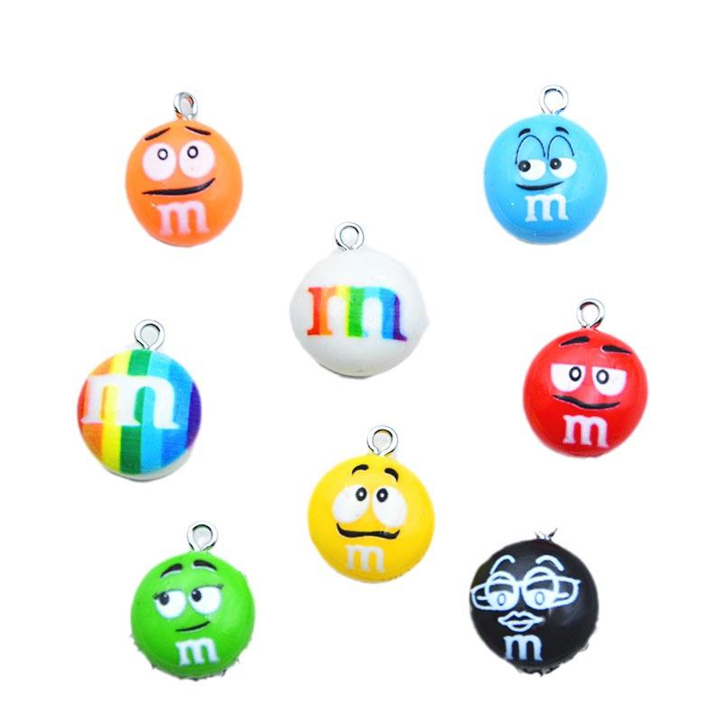 Colorful Food Toy Keychain: Cartoon Resin Chocolate Bean Pendant for DIY Jewelry Accessories