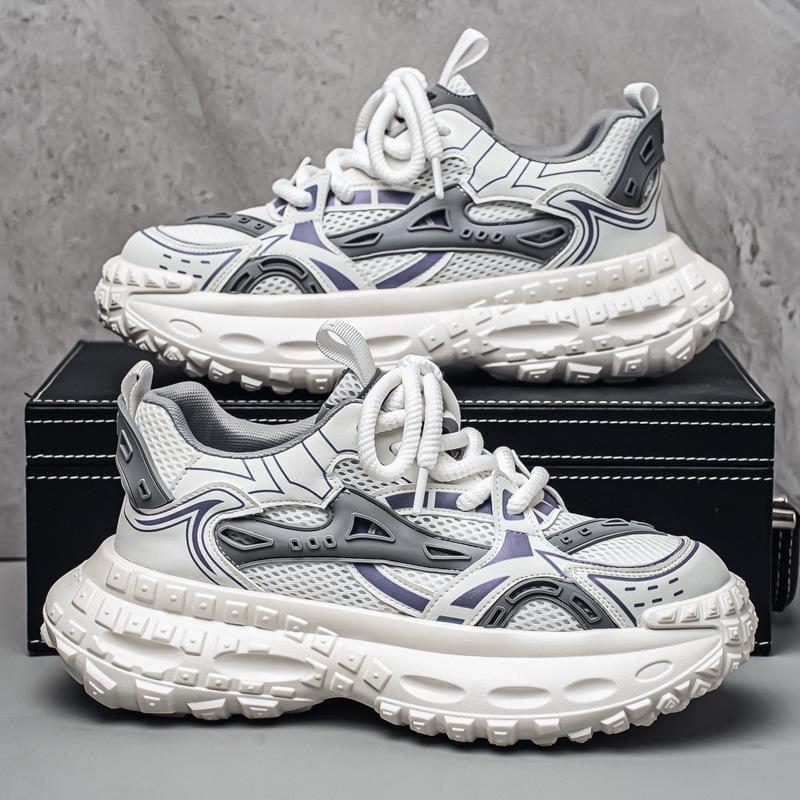 2025 Summer Trendy Men's Dad Sneakers: 5cm Height Boost, Color Block, Thick Tire Sole, Casual Style