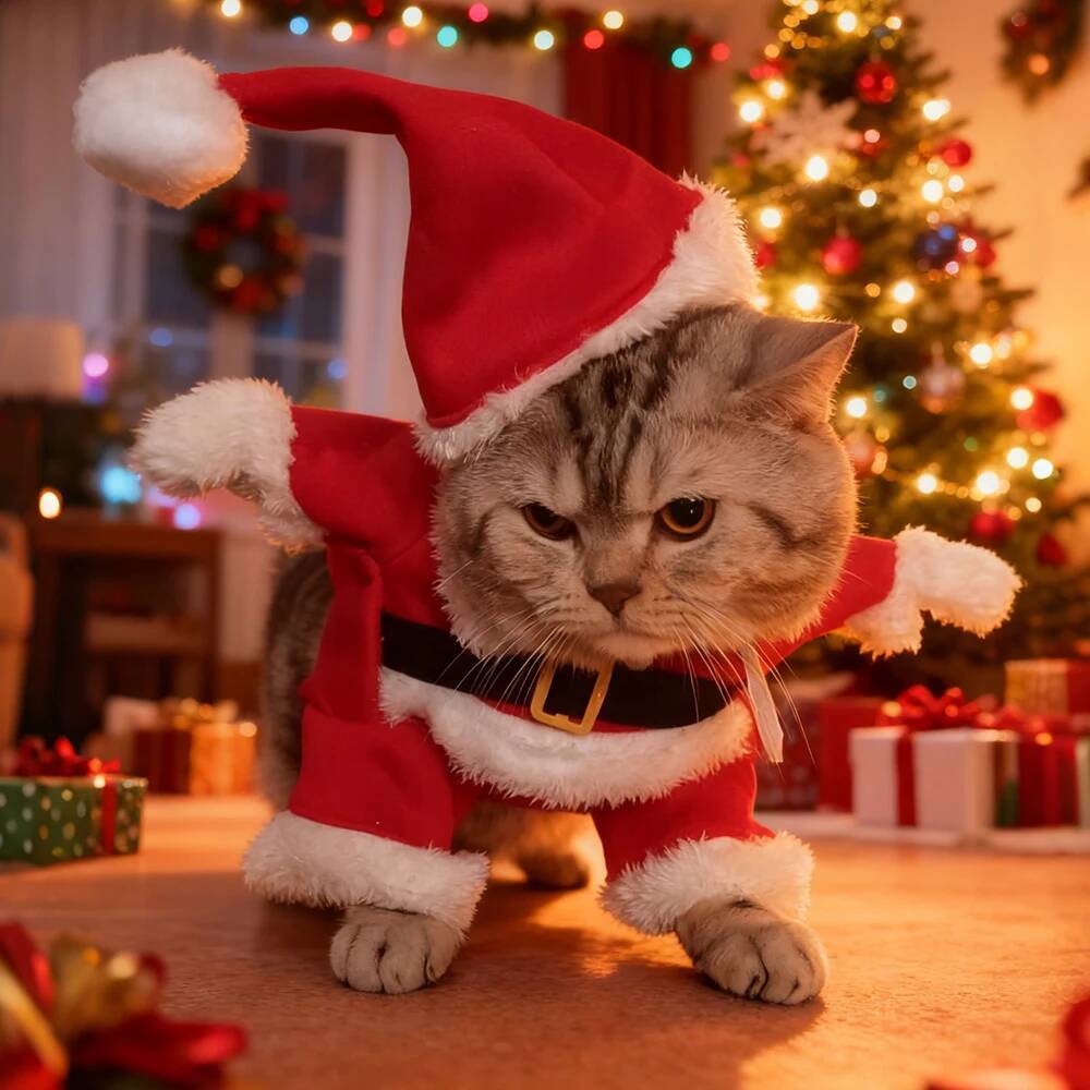 Christmas Pet Costumes Cute Kitten Santa Claus Clothes For Small Medium Dogs Cats Holiday Party Dress Up Apparel Sphynx Outfits