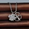 Clover Pendant Necklace, 925 Silver Necklace for Women Girl, inlaid,Christmas and Birthday Giftsliver) 25-26