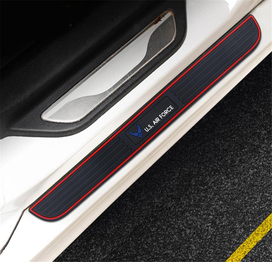 4PCS Universal US AIR FORCE Style Rubber Car Door Scuff Sill Cover Panel Step Protector Bumper Corner Protector