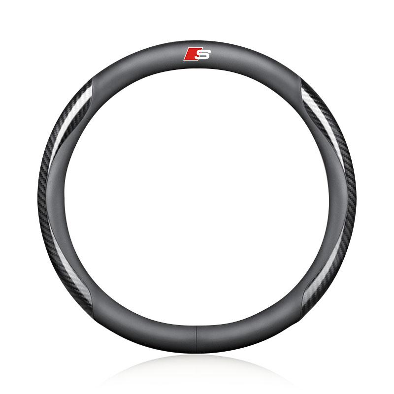 

Car Suede Carbon Fiber Leather Steering Wheel Cover Non-slip for Audi C5 C6 C7 A4 B6 B8 B7 A6 A3 A5 Q3 Q5 Q7 8P S3 S5 S1 S4 S2 RS3 RS4 RS5 RS6 RS8 sline чорний