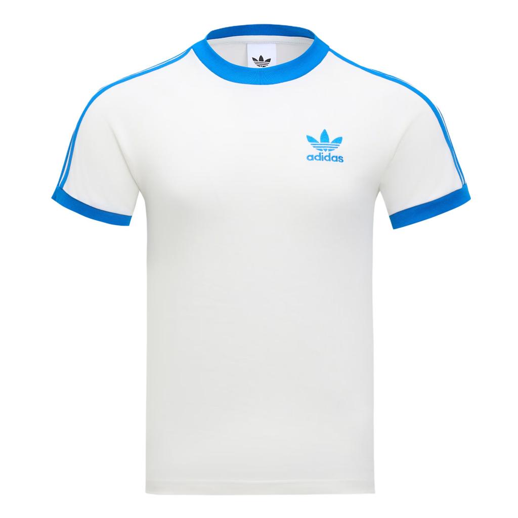 Adidas Originals SS25 Cali Fashion Comfortable Versatile Simple Short Sleeve T-Shirt Men Tops Han-Jade-White Bird-Feather-Blue KR0291