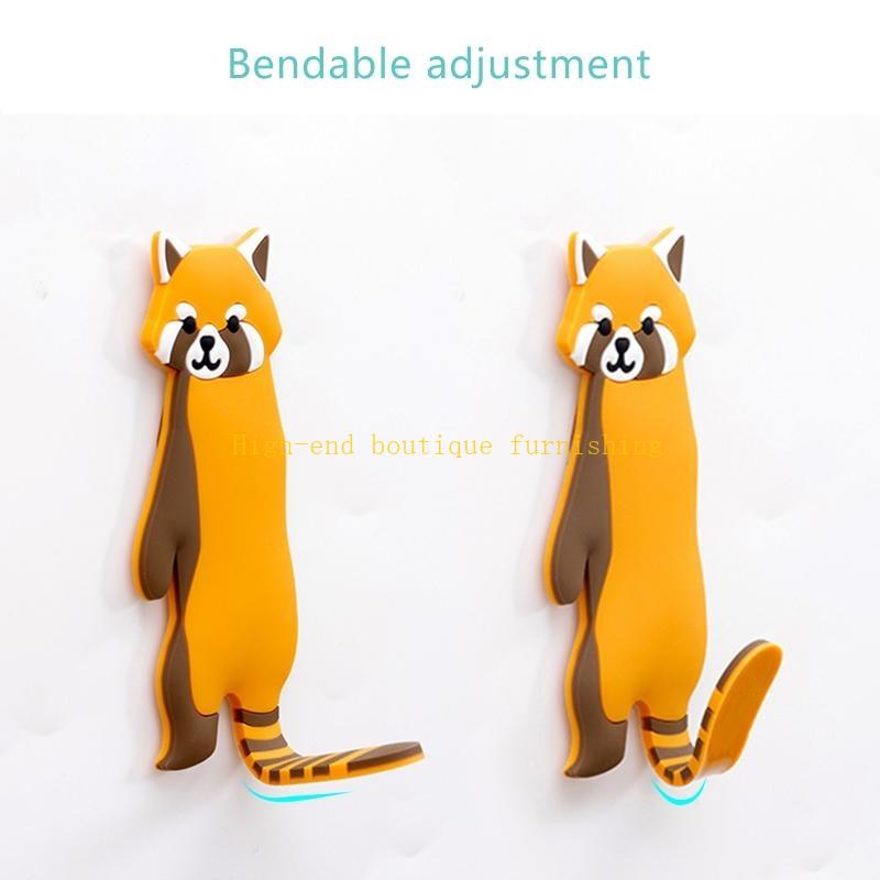  3pcs/set Funny Animal Tail Adhesive Wall Hooks Waterproof Reusable for Key Plug Hanger Kitchen Refrigerator Decor