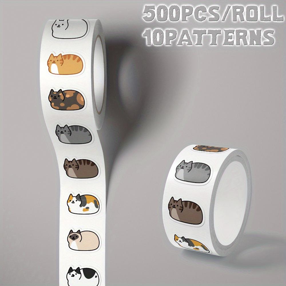 1roll/500pcs Cute Cat Themed sticker decoration for Back to school Class reward Birthday gift skateboard luggage bike scooter hand account
