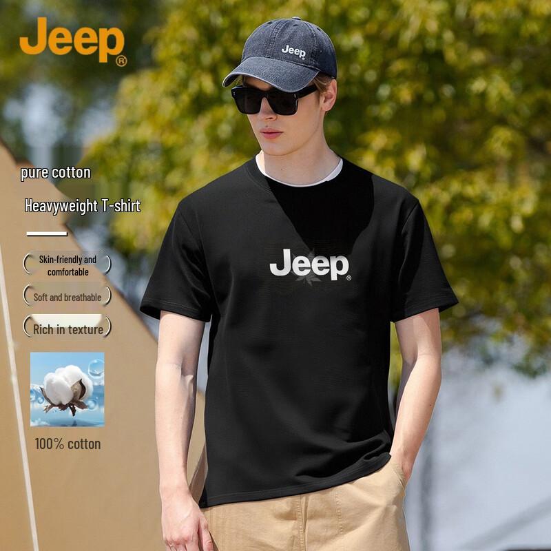 JEEP Men s 260g Heavyweight Cotton Drop Shoulder Short Sleeve T-Shirt XL