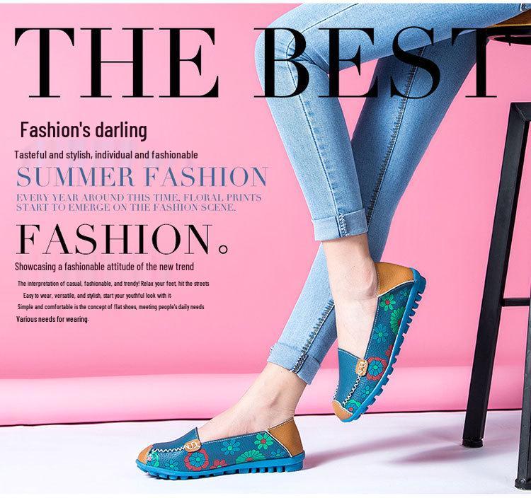 Spring/Summer Women's Slip-On Flat Moccasins: Printed Single Shoes for Mothers