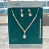 Set de 4 piezas de joyería para novia, collar de perlas y pedrería, pendientes, pulseras, accesorios para vestido de cena