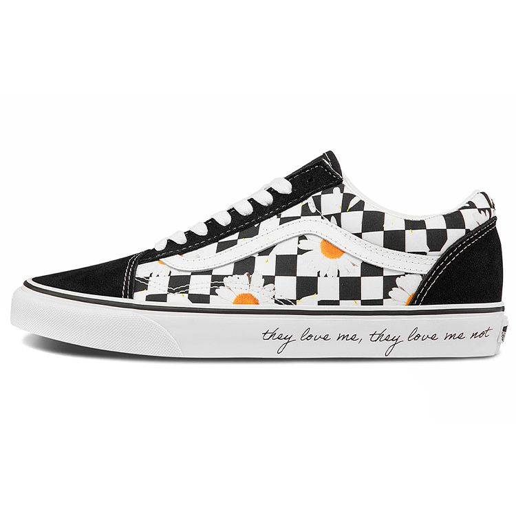 Vans Old Skool Canvas Daisy Print Low Top Skate Shoes Unisex Sneakers Black White VN0A5KRFB0B