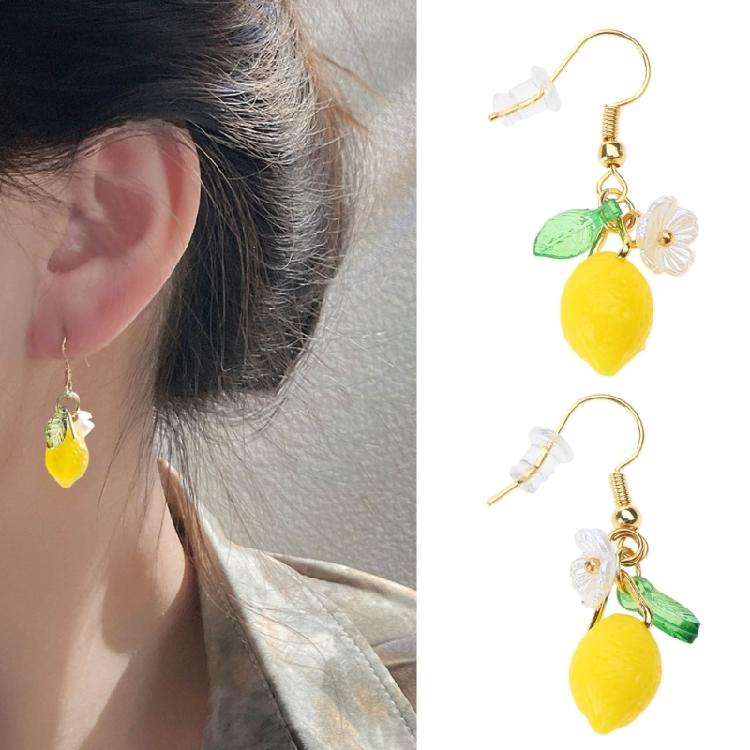Fashionable Citrus Dangle Earrings Eye Catching Ear Pendant Ear Hooks Accessory