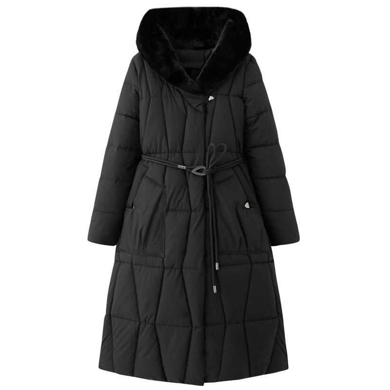 Fashion Woman Parkas Winter Long Coats Hooded Thick Warm Overcoat Women's Jackets With Belt