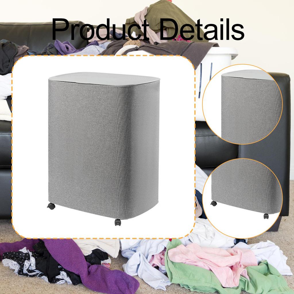 Foldable Laundry Basket with Lid Double Compartments Dirty Clothes Organizer Utility Storage Bin for Laundry Room Organization