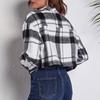 Women's Vintage Casual Lattice Print Autumn Winter Long Sleeve POLO Neck Jackets & Coats