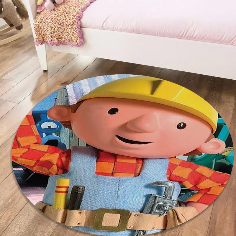

Bob The Builder Round Area Rug,Carpet Rug for Living Room Bedroom Sofa Playroom Decor,Non-slip Floor Mat38 80cmx80cm