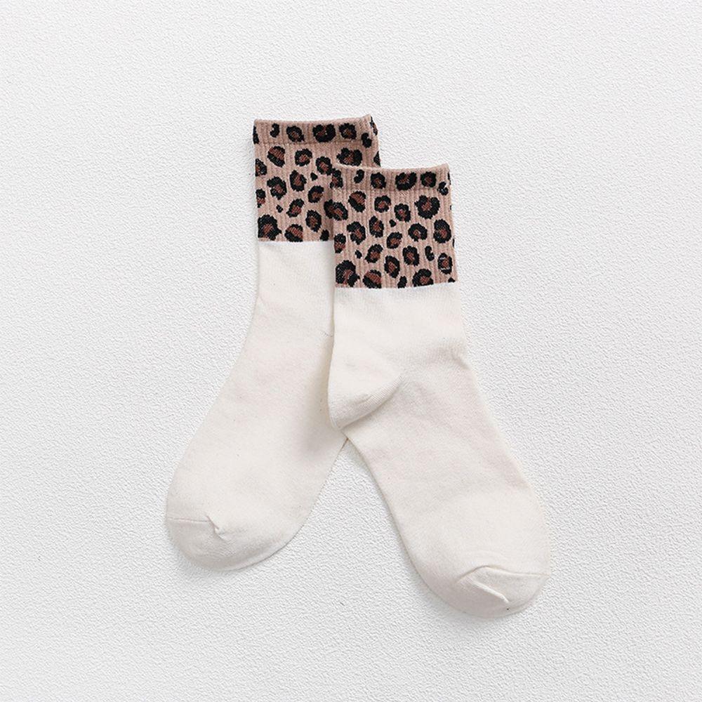 Retro Style Cotton Leopard Pattern Warm Socks Mid Tube Socks Autumn Winter Long Socks