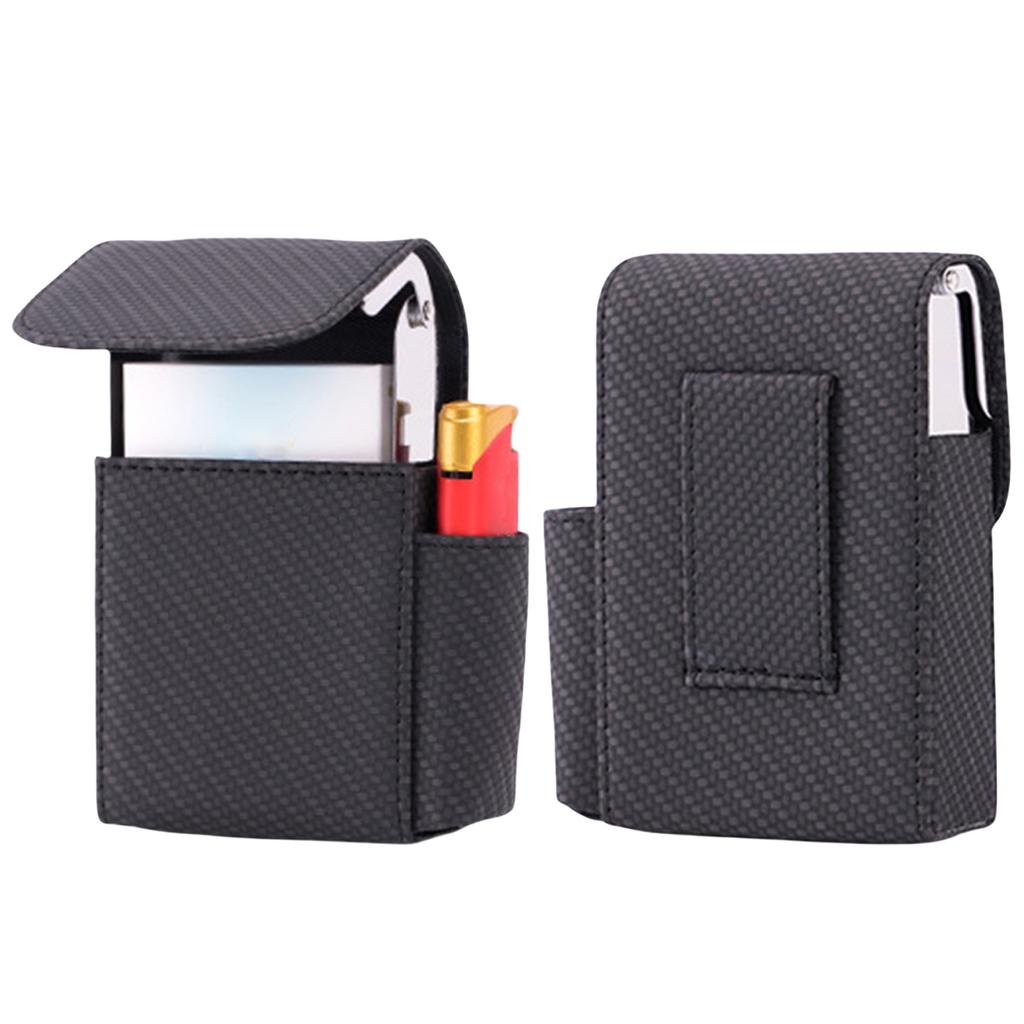 Stylish Unisex Cigarettes Case with Integrated Lighter Holder PU Leather Lighter Organizer Cigarettes Storage Container