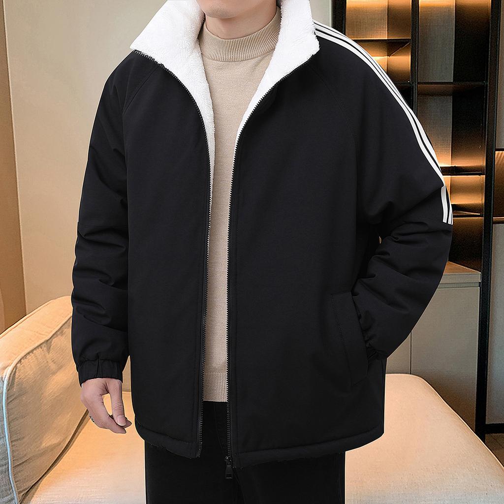 Thickened Cotton Coat Men's Jacket Top Lamb Velvet Windproof Outdoor Sports and Casual Korean Version