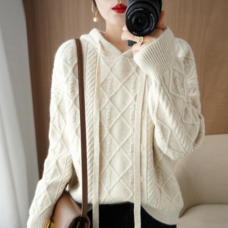 Women Knitted Hoodie Sweater MODERN NEW SAGA Winter Knitted Pullover Sweatshirt Autumn Cashmere Wool Sweaters Female Jumper