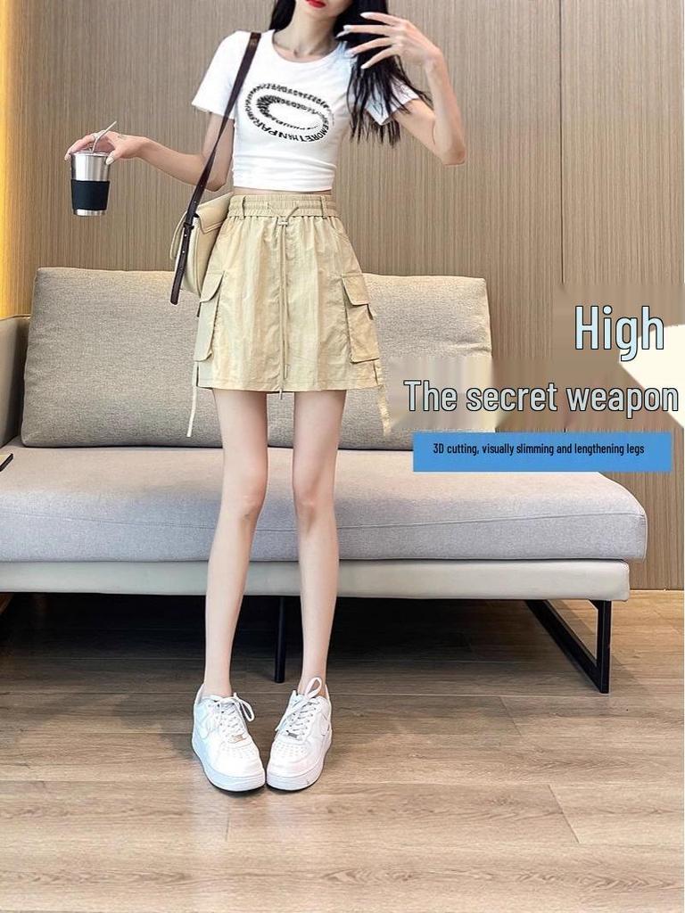 Korean-Style Women's Ultra-Thin Loose Mid-Length Wide-Leg Summer Skirt Shorts