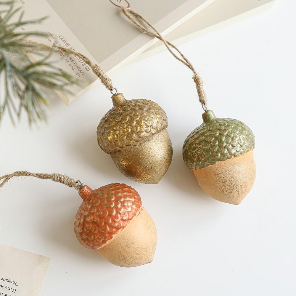 Wooden Christmas Tree Hanging Ornaments Acorn Hazelnut Colorful Christmas Ornaments Xmas Tree Decorations