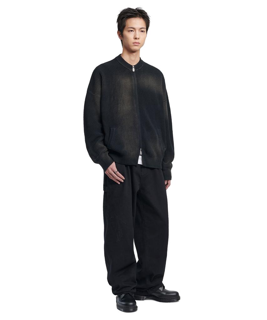 Nomanual Spray Dyeing Knit Zip-Up - Black