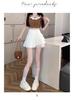 High-Waist A-Line Mesh Pleated Skirt: Women's Summer/Spring 2024 Short Skirt Pants