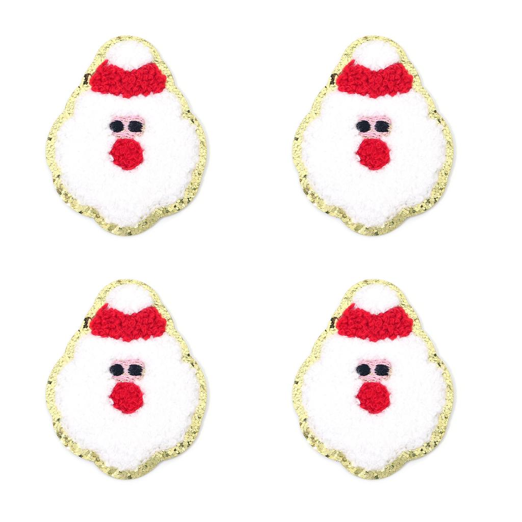 4pcs/lot Christmas Series Embroidery Patches Santa Snowflake Cartoon Shape Iron On Patch For DIY Sewing Garment Bags Decoration